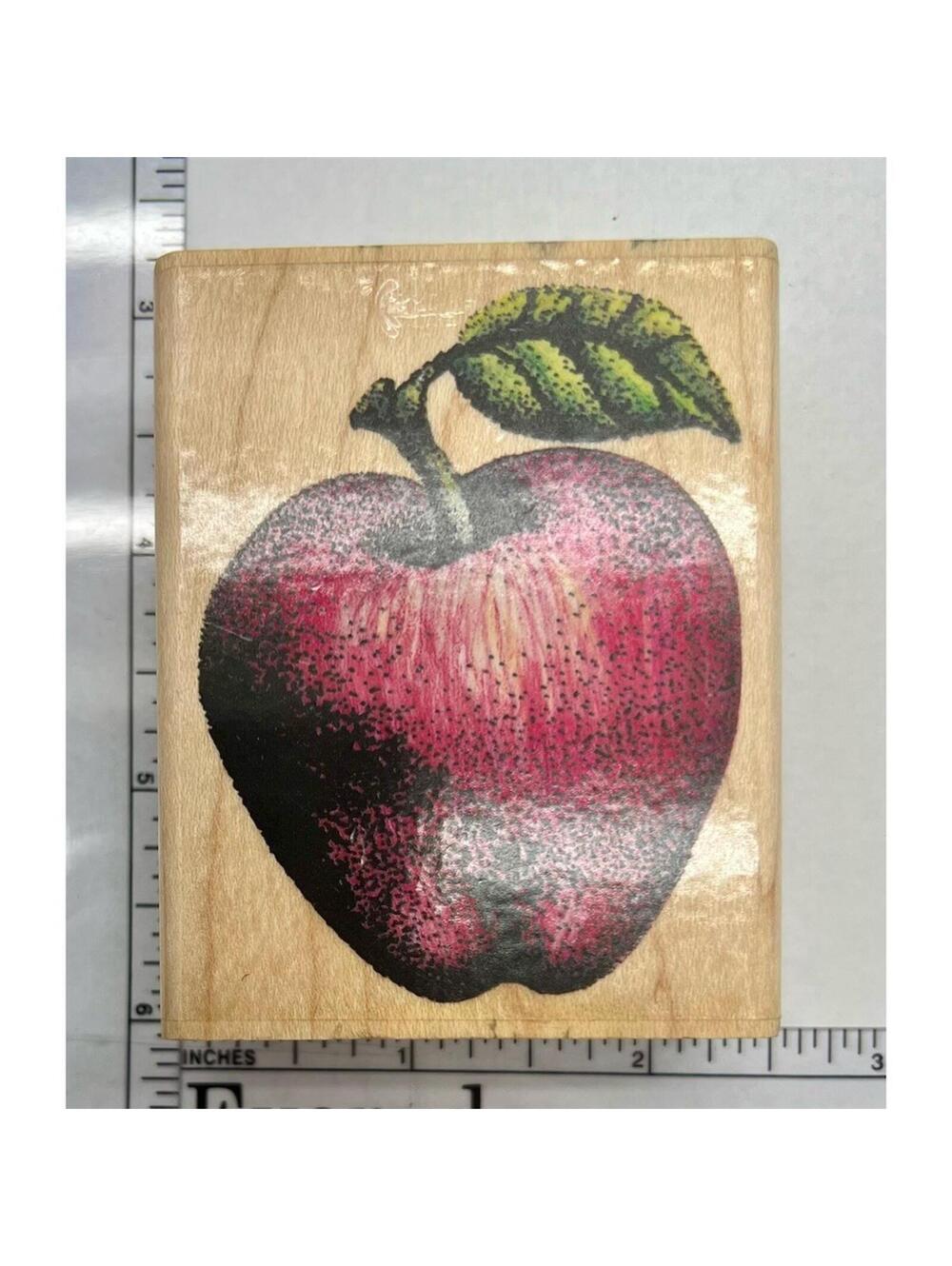 Rubber Stampede Apple with Leaf Mounted Rubber Stamp Teacher Fall Crafting